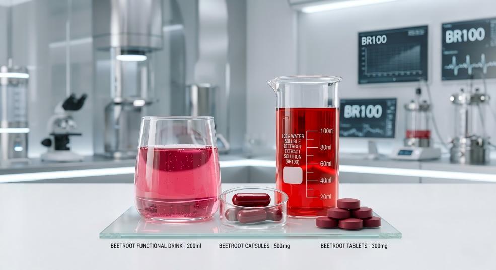 Beetroot extract powder 15 percent nitrate demonstrating water solubility Beetroot extract powder 15 percent nitrate demonstrating water solubility